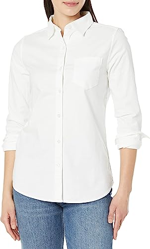 Women’s Long Sleeve Button Down Stretch Oxford Shirt (Available in Plus Size)